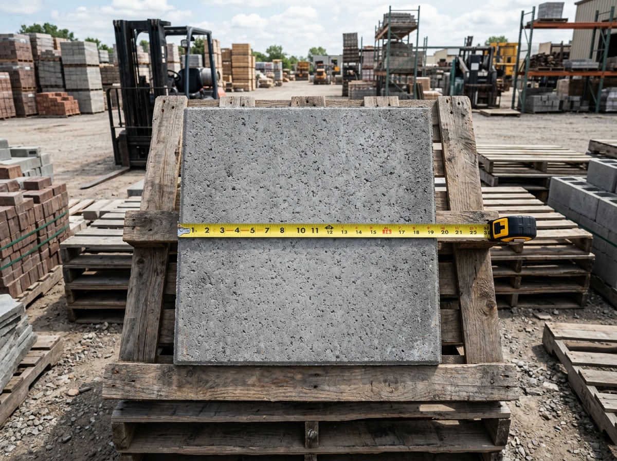 24x24 concrete paver spec sheet showing dimensions, weight, and pallet coverage