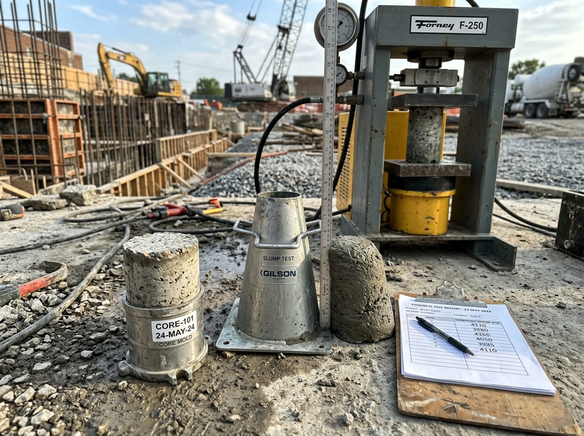 PSI comparison chart showing recommended concrete strength for Dallas parking lots, roads, and commercial pads