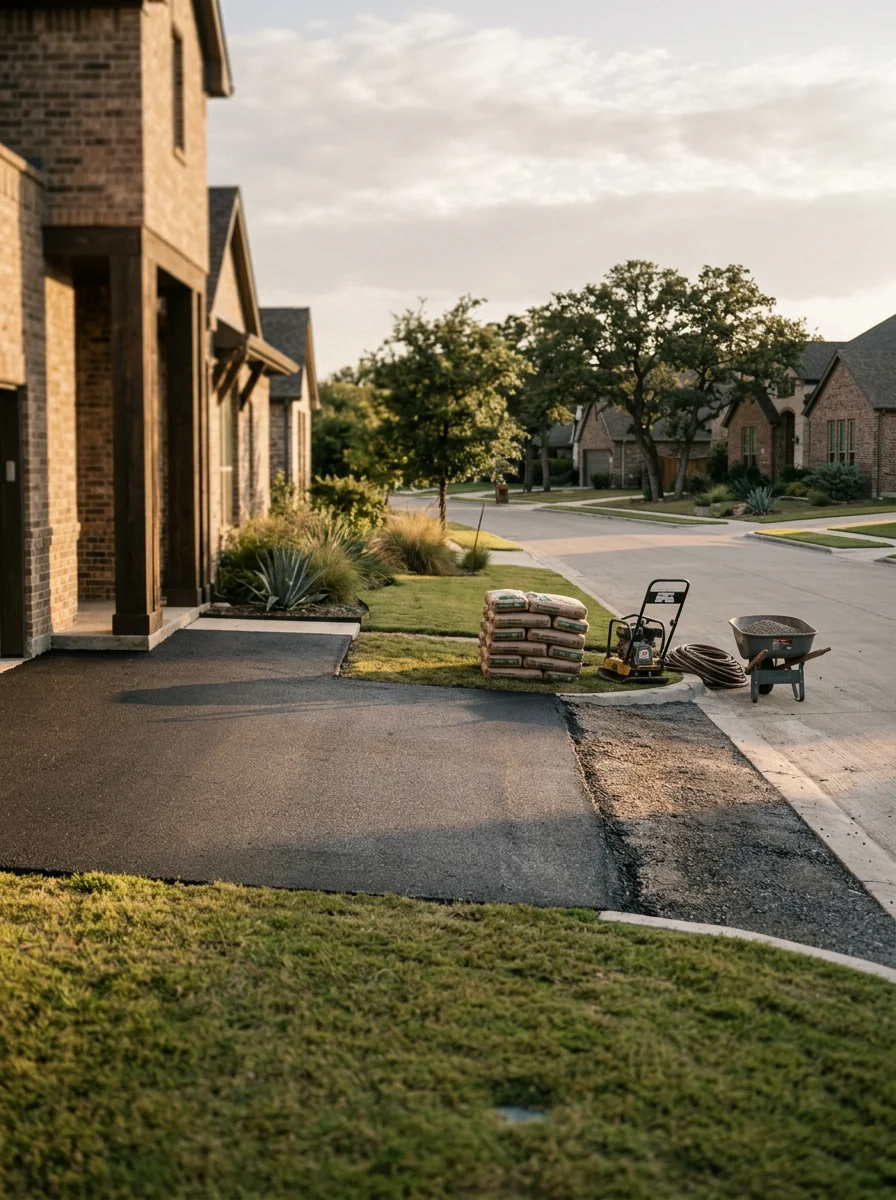Grand Prairie home exterior showing contemporary design and landscaping typical of the area's growing neighborhoods.